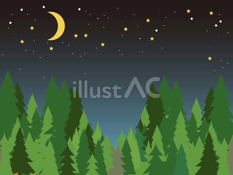 森の夜 森,夜空,月夜のイラスト素材