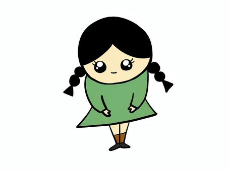お辞儀する女の子 女の子,お辞儀,よろしくお願いします,お願い,ありがとう,お礼,感謝,人物,三つ編み,ワンピースのイラスト素材