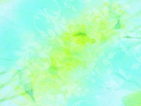 花風のメロディ-イエローグリーン03 爽やか,黄緑,ブルー,植物,抽象,背景,透明感,軽やか,ナチュラル,春のイラスト素材