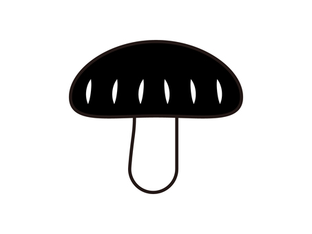 しいたけ(モノクロ)_秋アイコン しいたけ,きのこ,秋,秋の味覚,食材,料理,野菜,収穫,菌類,季節のイラスト素材