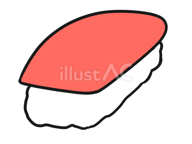 マグロ　寿司　握り　一貫　イラスト 食べ物,寿司,マグロのイラスト素材