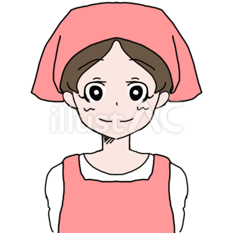 まとめ髪エプロン女性 三角巾つき イラスト No 無料イラストなら イラストac