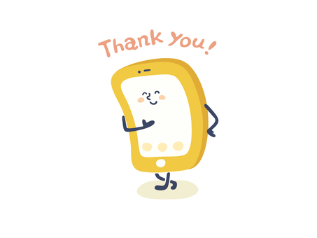 スマホさん（ありがとう） スマホ,デジタル,ありがとう,thank,you,感謝,お礼,携帯,電子機器,デバイスのイラスト素材