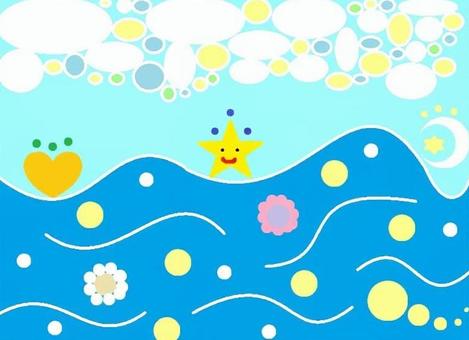 水面の世界 水面の世界 水面,波,星,海,景色のイラスト素材