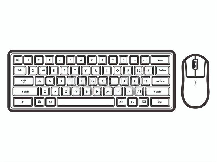 キーボード（文字入）とマウス03 キーボード,マウス,パソコンのイラスト素材