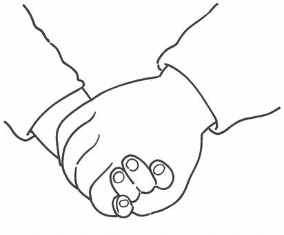 手を繋ぐ白黒手描きイラスト1 手,繋ぐ,白黒,親子,友達,カップル,恋人,手描き,挿絵,モノクロのイラスト素材