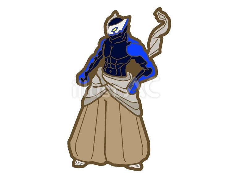 仮面を着けた魔人「青」 魔人,仮面,装着のイラスト素材