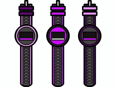 腕時計のセットアイコン『紫』 腕時計のセットアイコン『紫』 腕時計,時計,腕,着用,時間,確認,画面,道具,モチーフ,カラーのイラスト素材