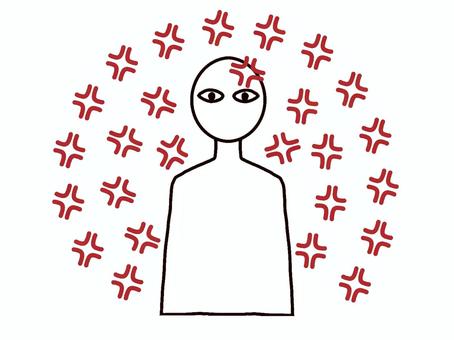 怒りマークに囲まれた人型 怒りマーク,怒る,イライラ,怖い,不機嫌,短気,我慢,漫符,人型,1人のイラスト素材