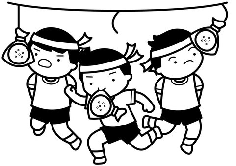 パン食い競走-1c パン食い競走,運動会,競走,競技,スポーツ,体育,小学生,パン,あんパン,はちまきのイラスト素材