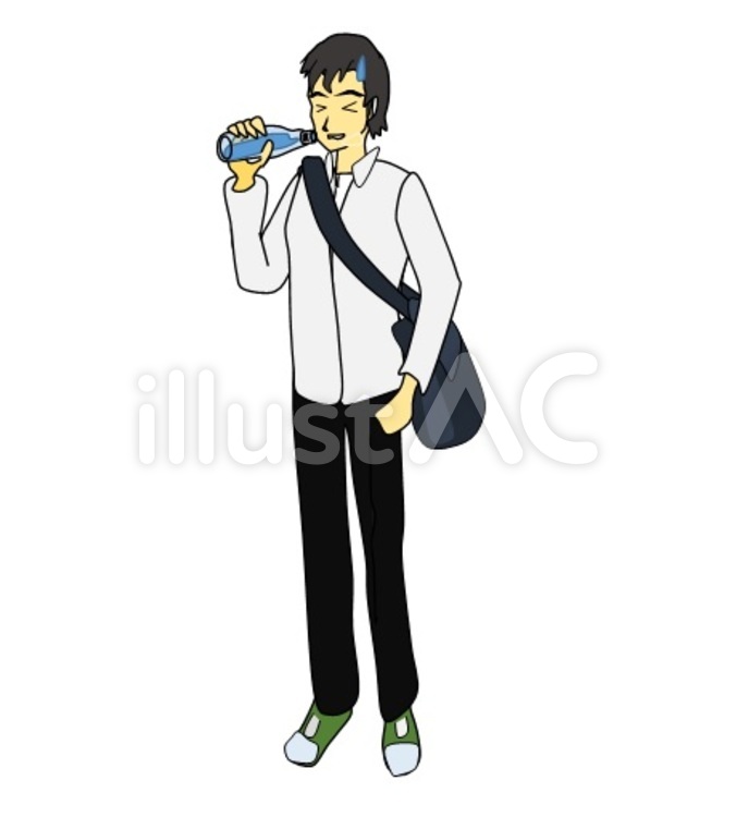 水分補給をする高校生 高校生,男子,ドリンクのイラスト素材