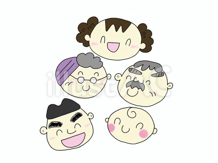 二世帯家族のイラスト 二世帯,家族,親子のイラスト素材