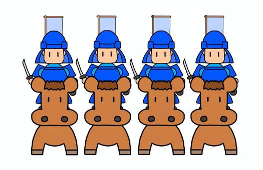 戦国騎馬隊のゆるキャラ 戦士,兵士,戦闘員,軍人,武人,武者,兵隊,兵卒,武将,戦争のイラスト素材
