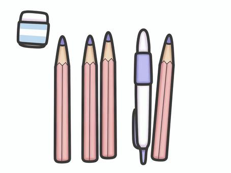 文房具　えんぴつ、消しゴム、シャープペン 文房具,鉛筆,勉強,シャープペン,消しゴム,学習,メモ,ステーショナリー,筆記用具,道具のイラスト素材