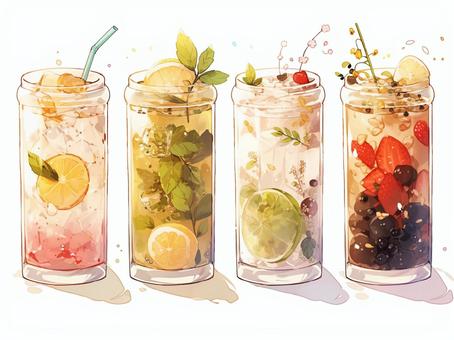 4 types of refreshing herbal tea, , JPG and PNG