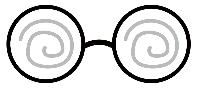 ガリ勉の生徒がかけているグルグルメガネ ガリ勉,メガネ,勉強,目,ぐるぐる,視界のイラスト素材