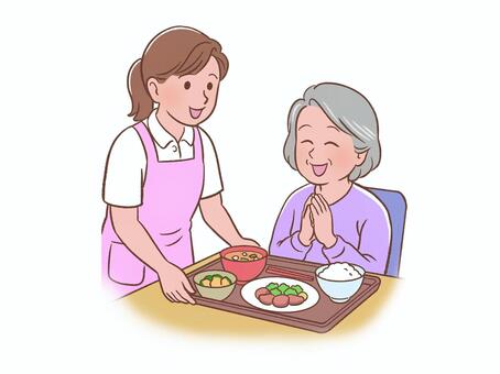 食事介護 介護,高齢者,食事のイラスト素材