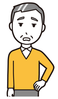  ニット中年男性(黄)-154-バスト 呆れ,おじさん,男性,中年,お父さん,パパ,シニア,ミドルエイジ,人物,かわいいのイラスト素材