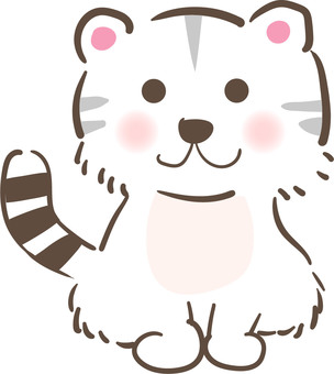 Illustration, white tiger, tiny, simple, 