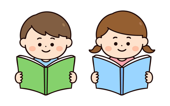 本を読む子どもたち 本,読書,子供,女の子,男の子,読む,図書館,小学校,中学校,勉強のイラスト素材