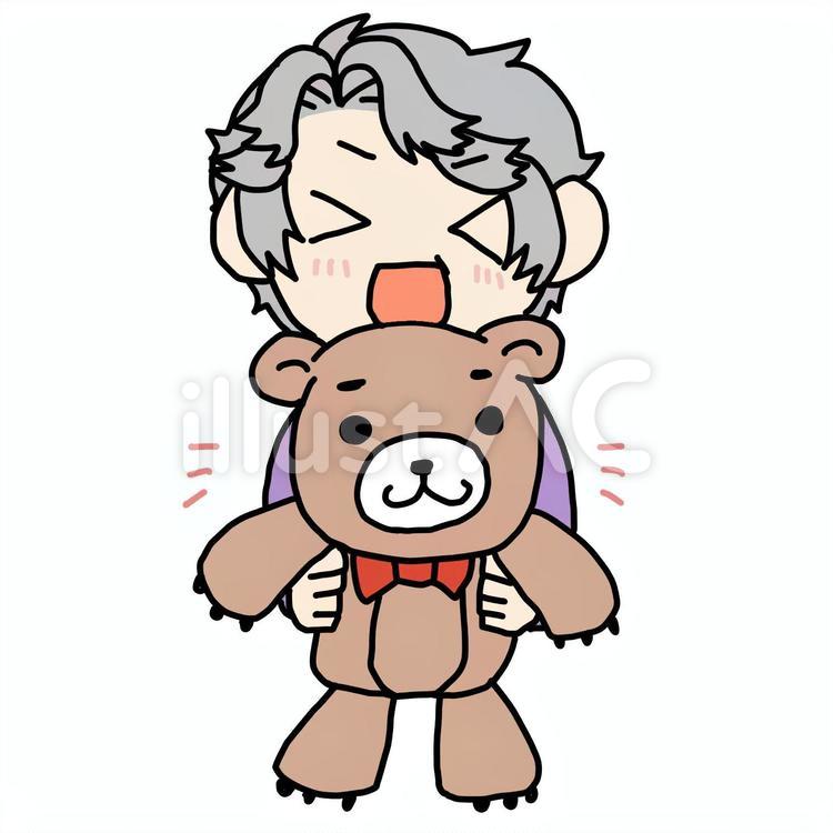 クマのぬいぐるみで喜ぶおばあさん おばあさん,ぬいぐるみ,熊のイラスト素材