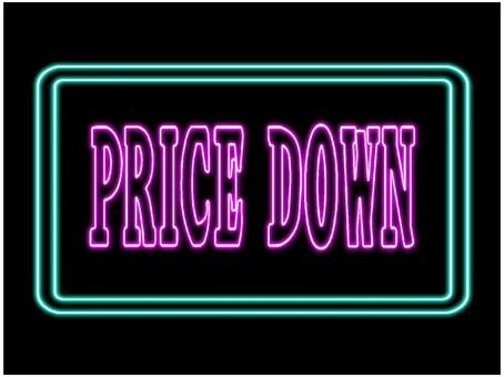 店頭POP　PRICE　DOWN 店頭,pop,pricedown,文字,ネオン,ピンク,緑,黒,チラシ,ポストカードのイラスト素材