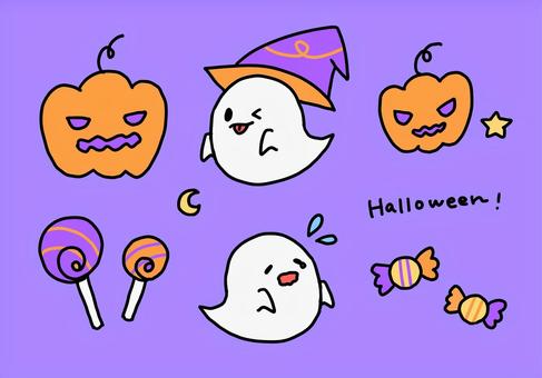 ポップなハロウィンイラスト　紫