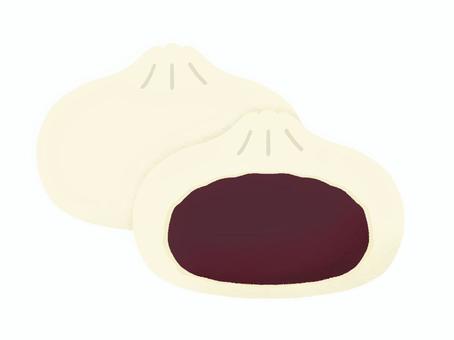 あんまんと断面 あんまん,あんこ,小豆,肉まん,食べ物,中華料理,中身,断面,冬,ホカホカのイラスト素材