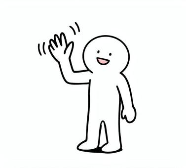 笑顔で手を振っている棒人間 手を振る,笑顔,あいさつ,棒人間,線画,キャラクター,手描き,手書き,イラスト,挿し絵のイラスト素材