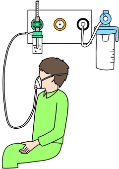 中央配管から酸素マスクへ　男性カラー