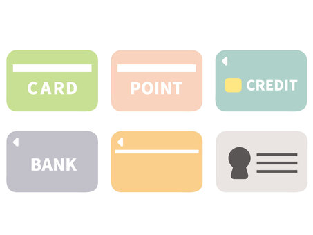 カードのアイコンセット　カラフル クレジットカード,カード,支払い,クレカ,キャッシュレス決済,キャッシュレス,決済,表面,ネット,ネットショップのイラスト素材