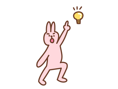 閃いたウサギ ウサギ,うさぎ,閃き,気づき,発見,ひらめき,ひらめく,電気,電球,豆電球のイラスト素材