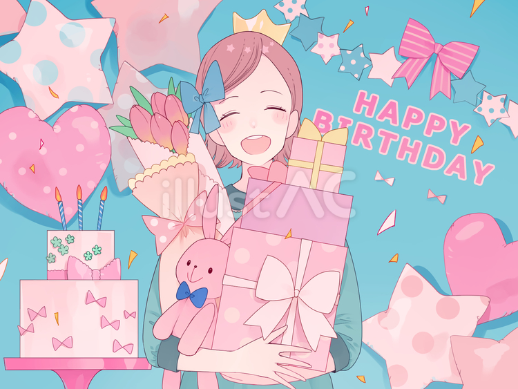 お誕生日 人物,女の子,子供のイラスト素材