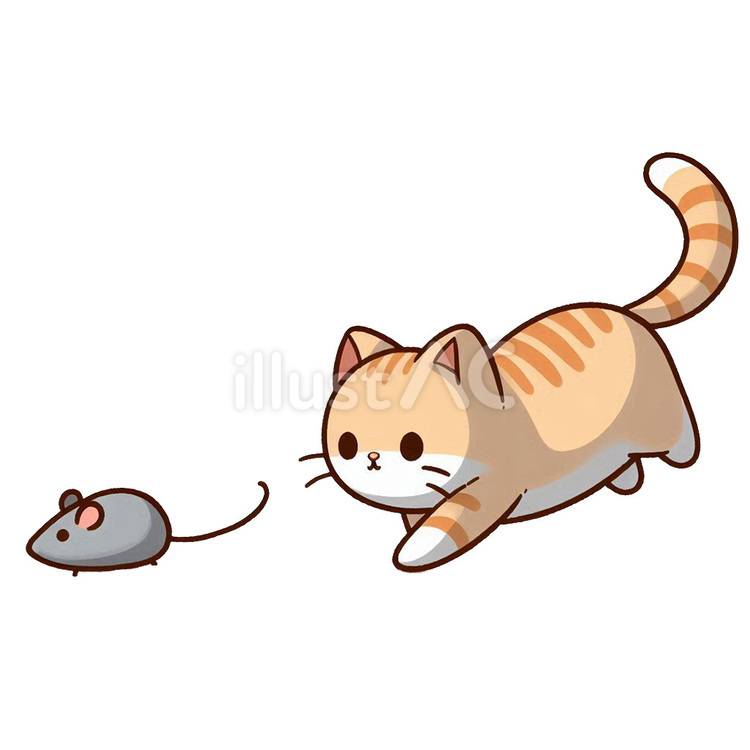 ネズミを追いかける猫 ネズミ,猫,走るのイラスト素材