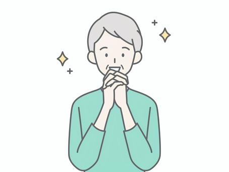 目をキラキラ輝かせるシニア男性 目をキラキラ輝かせるシニア男性 人物,男,祖父,おじいちゃん,老人,高齢者,お年寄り,シニア,白髪,キラキラのイラスト素材