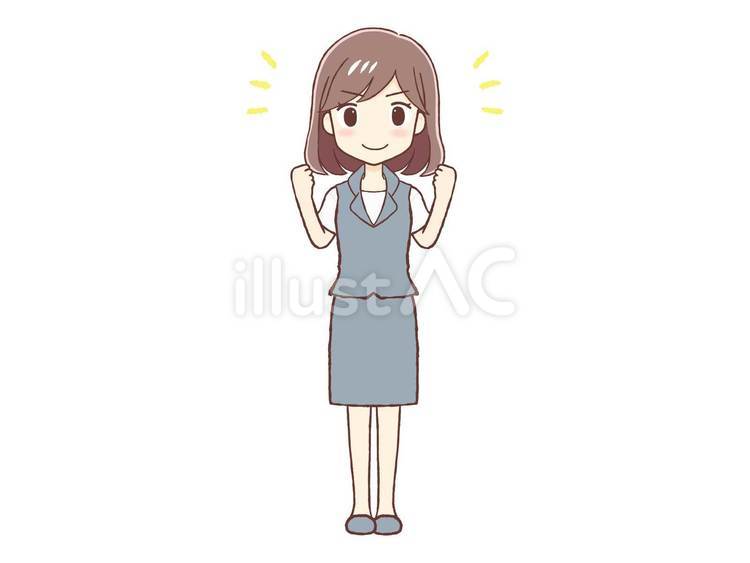 やる気に満ちた表情の制服女性 やる気,女性,女のイラスト素材