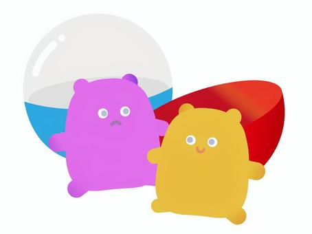 カプセルトイと小さいフィギュア カプセルトイ,ガチャガチャ,おもちゃ,玩具,ホビー,フィギュアのイラスト素材