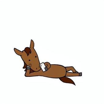 寝そべる馬
