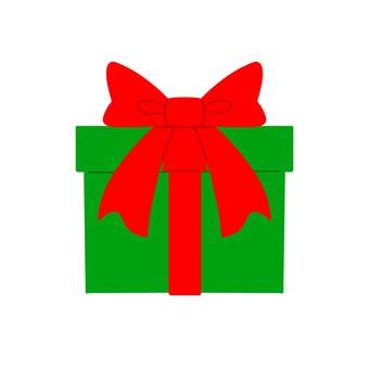クリスマス素材｜大きな赤リボンのギフト箱 クリスマス,冬,イベント,プレゼント,ギフト,ボックス,箱,リボン,赤,緑のイラスト素材