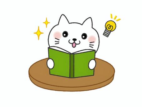 読書をする猫　発見 読書,猫,本,図書館,読書の秋,読書週間,教育,学習,教室,勉強のイラスト素材
