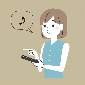 スマホな人物（女性） スマートフォン,スマホ,電話,インターネット,web,若者,半袖,かわいい,シンプル,操作のイラスト素材