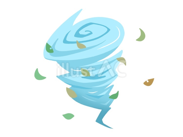 台風や竜巻の強風～水色葉っぱ付き～ 台風,竜巻,暴風のイラスト素材