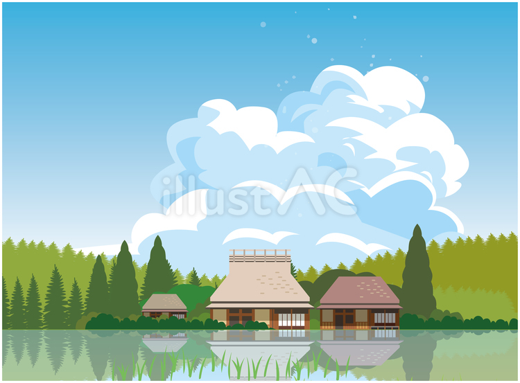 夏の田舎風景 夏,夏季,自然のイラスト素材