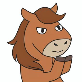 来年は自分が主役と喜ぶ馬 馬,うま,年賀状素材,年賀状,午年,干支,午,素材,マーク,キャラクターのイラスト素材