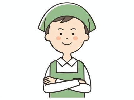 腕組みする男性店員 腕組みする男性店員 腕組み,どや顔,自信,自慢,店員,男性,パート,バイト,アルバイト,店長のイラスト素材