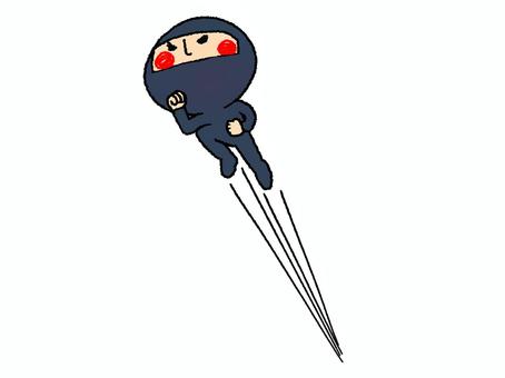 ジャンプする忍者 忍者,ジャンプ,移動,pop調,手描き,挿絵,ワンポイント,素材,商用可,無料のイラスト素材