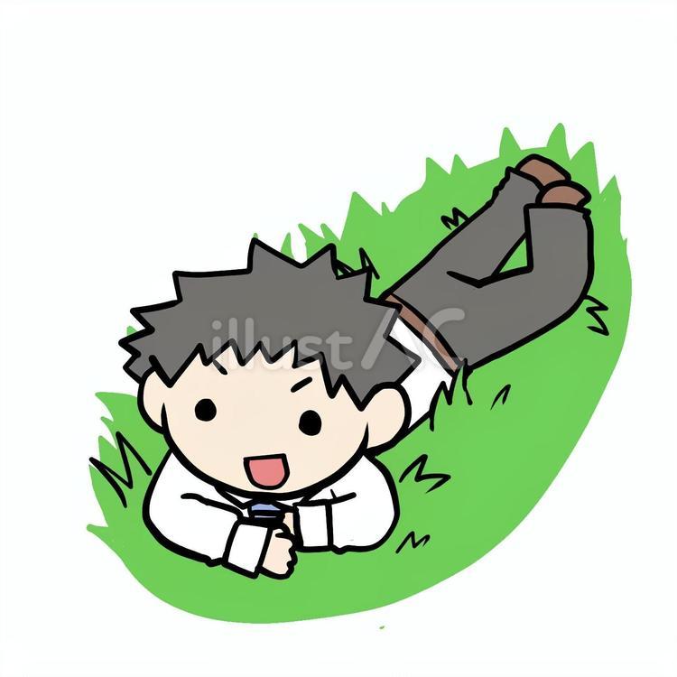笑顔で匍匐前進する男性 男性,匍匐前進,笑顔のイラスト素材