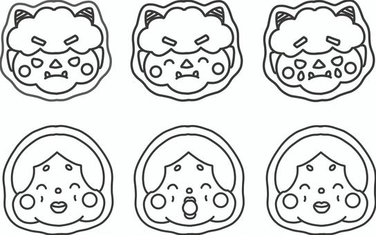 鬼とおかめのシンプルな線画アイコンセット 鬼とおかめのシンプルな線画アイコンセット 節分,鬼,おかめ,線画,白黒,かわいい,キャラクター,アイコン,おたより,2月のイラスト素材
