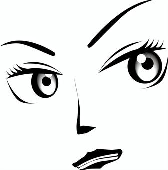 けわしい表情 瞳,見る,視線,斜め,目,女性,顔,口元,表情,怒りのイラスト素材