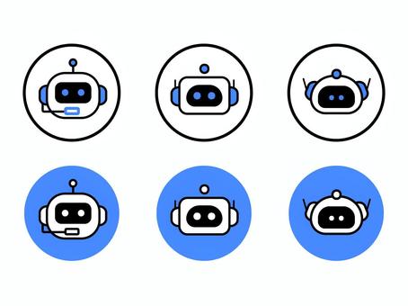 AIチャットボットの青いロボットアイコン 人工知能,チャットボット,ロボット,マスコット,アイコン,青,ブルー,シンプル,フラット,テクノロジーのイラスト素材